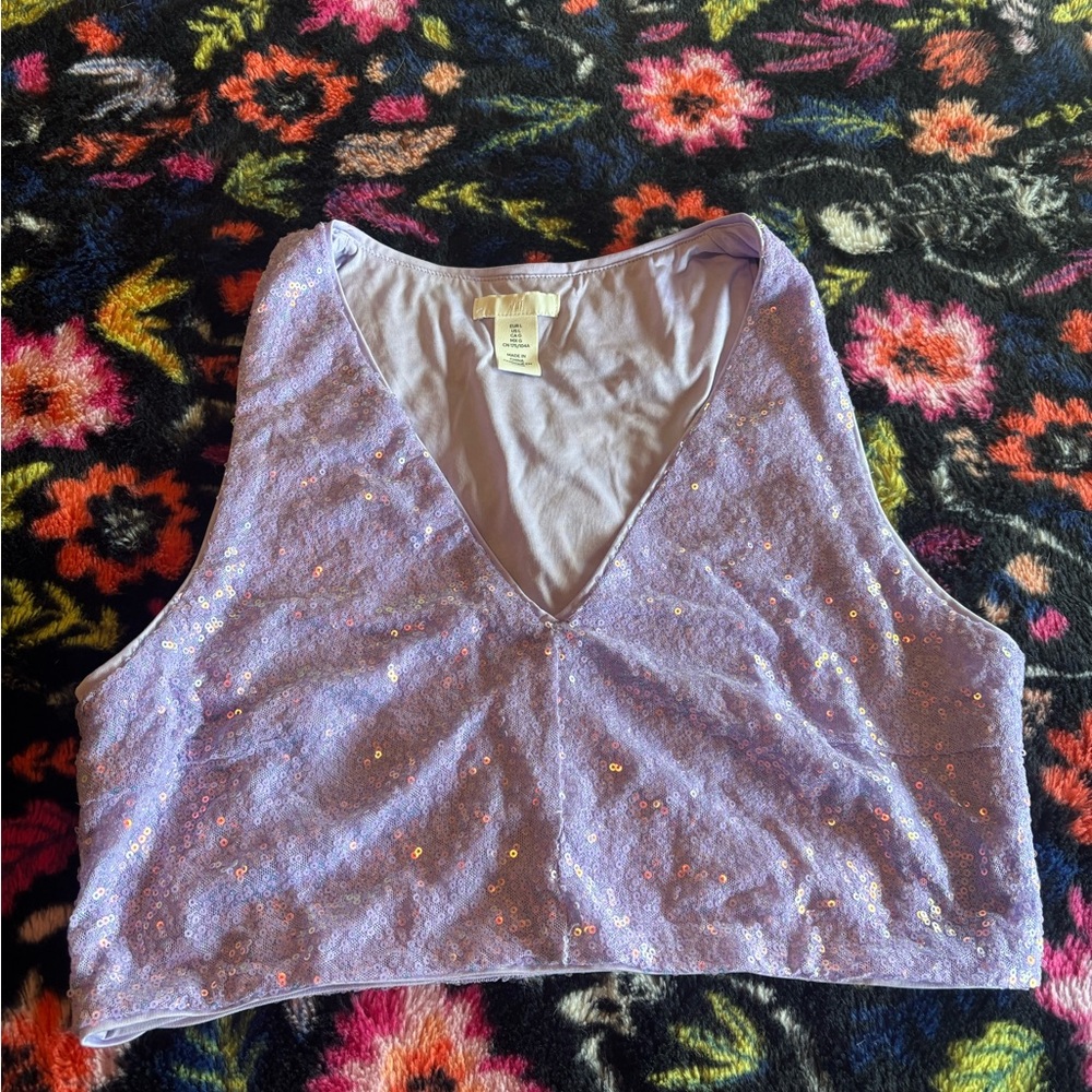 H&M Lavender Sequin Women's Top Size Large